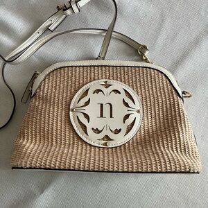 Nanette Lepore faux straw crossbody bag.